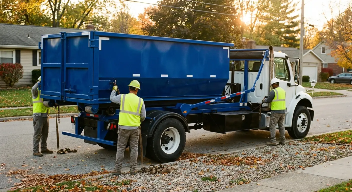 Roll-off dumpster delivery truck in San Mateo, CA